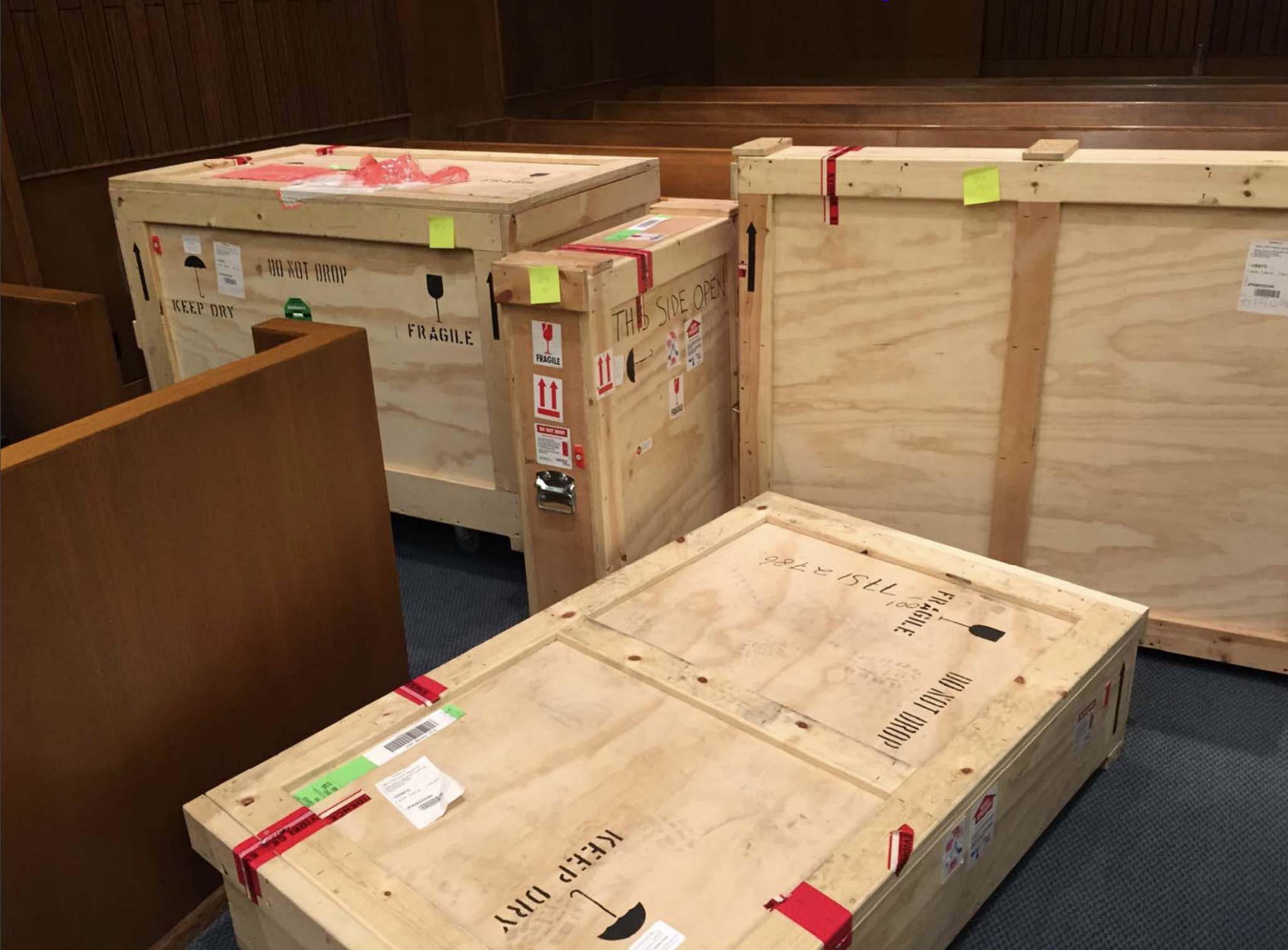 Art work in crates